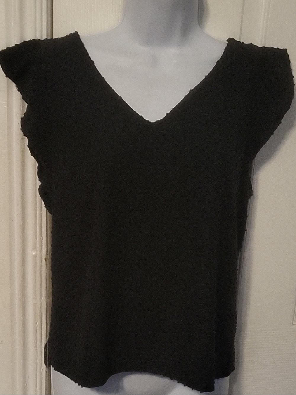 J. Crew Black Swedish Dot Short Ruffle Sleeve Top